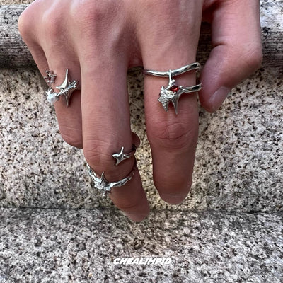 【CHEALIMPID】Cross gimmick unique design silver ring  CL0007