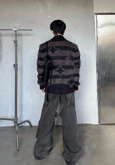 【MARTHENAUT】Dull grey base color wide cargo style denim pants  MH0050