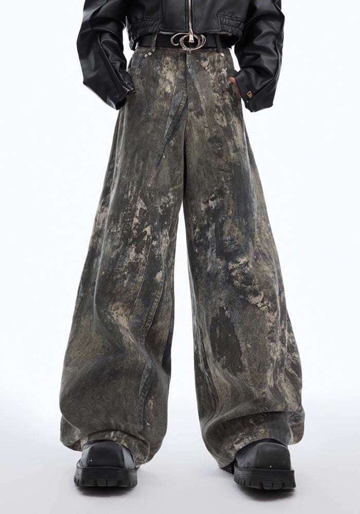 【Culture E】Vintage distressed design dark side denim pants  CE0158