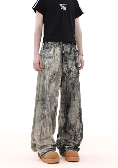 【MR nearly】Two-tone double color grunge unique pattern design pants  MR0122