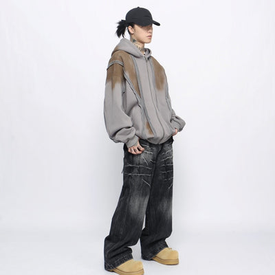 【Mz】Lovely design washed full zip hoodie  MZ0048