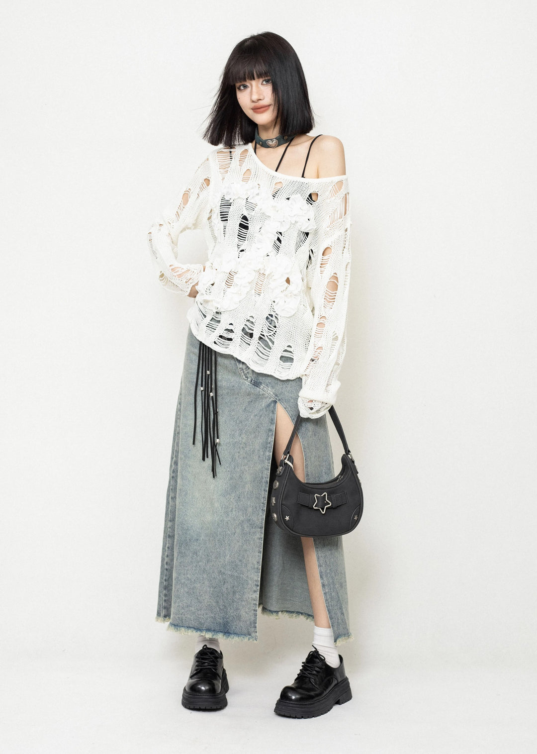 【SATIIIZ】Keron mesh striped knitwear Stefi Crop Striped Cardigan - Dutch Growers Saskatoon