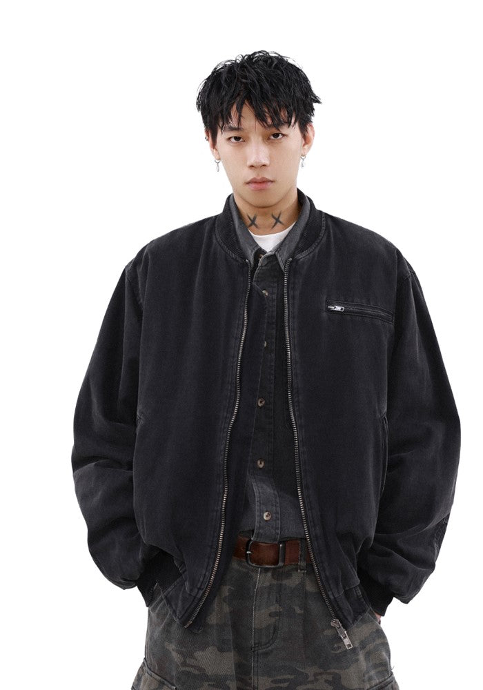 【MR nearly】Vintage washed full zip dark jacket  MR0143