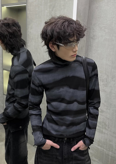 【SOULWORKER】Border blood color see-through design long sleeve T-shirt  SW0025