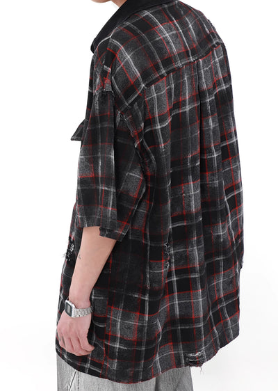 【MR nearly】Red and black vintage check shirt  MR0116