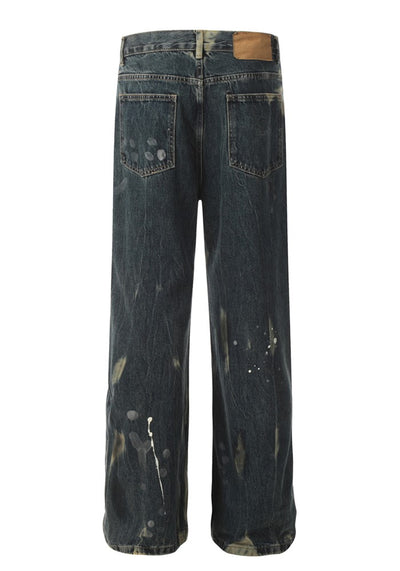 【W3】Point Wash Color Wild Street Denim Pants  WO0083