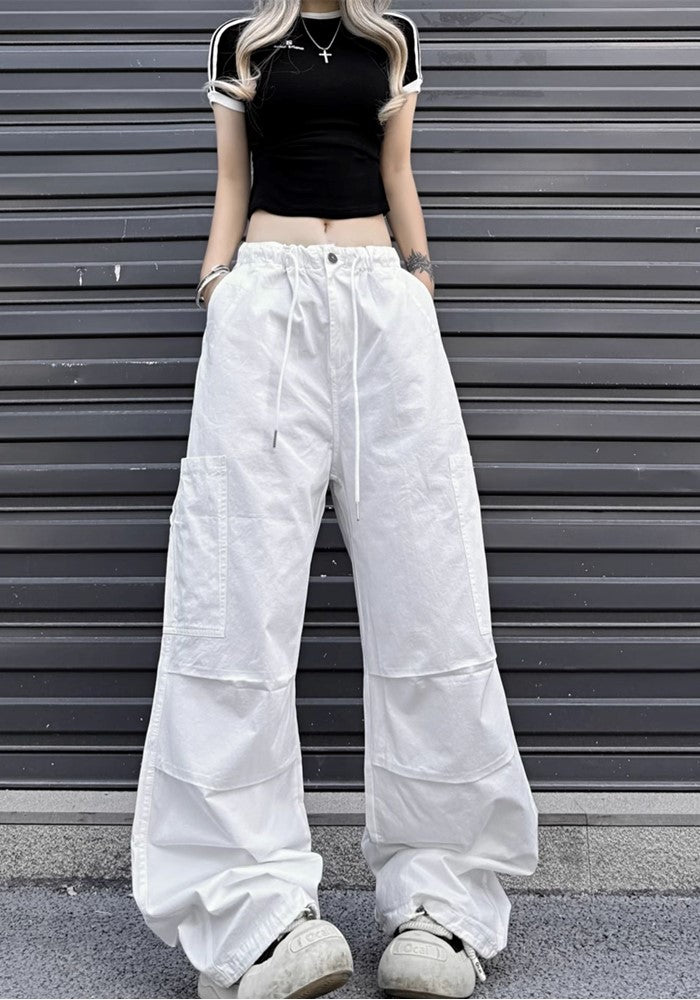 【W3】Simple base color monochrome wide silhouette pants  WO0086