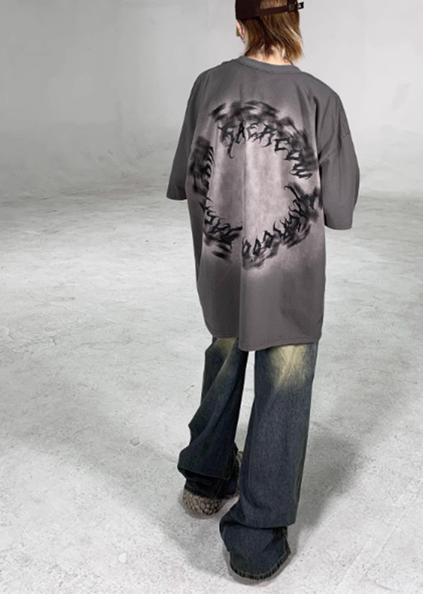 【5/6新作】Mid-wash vintage style design short sleeve T-shirt  HL3043
