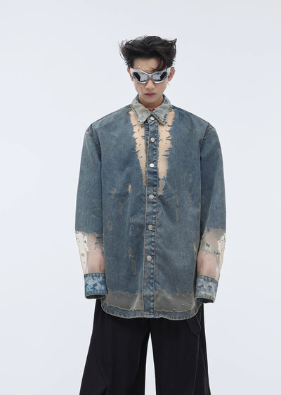 [Culture E] Translucent design loose silhouette dull grunge long sleeve shirt CE0130