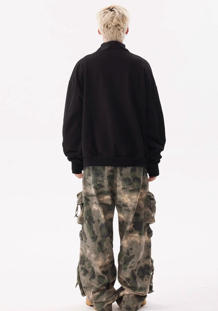 【BTSG】Big pocket double design camouflage color wide style cargo pants  BS0035