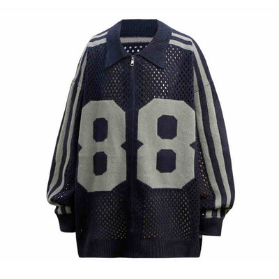 【NIHAOHAO】Double number initial mesh fabric design full zip jacket  NH0171