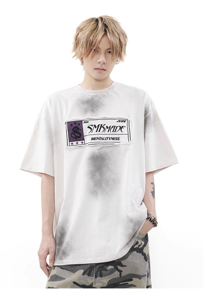 【MR nearly】Fully washed design front point short sleeve T-shirt  MR0119