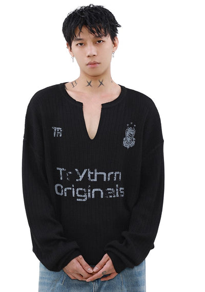 【MR nearly】V-neck design basic silhouette style knit sweater  MR0141