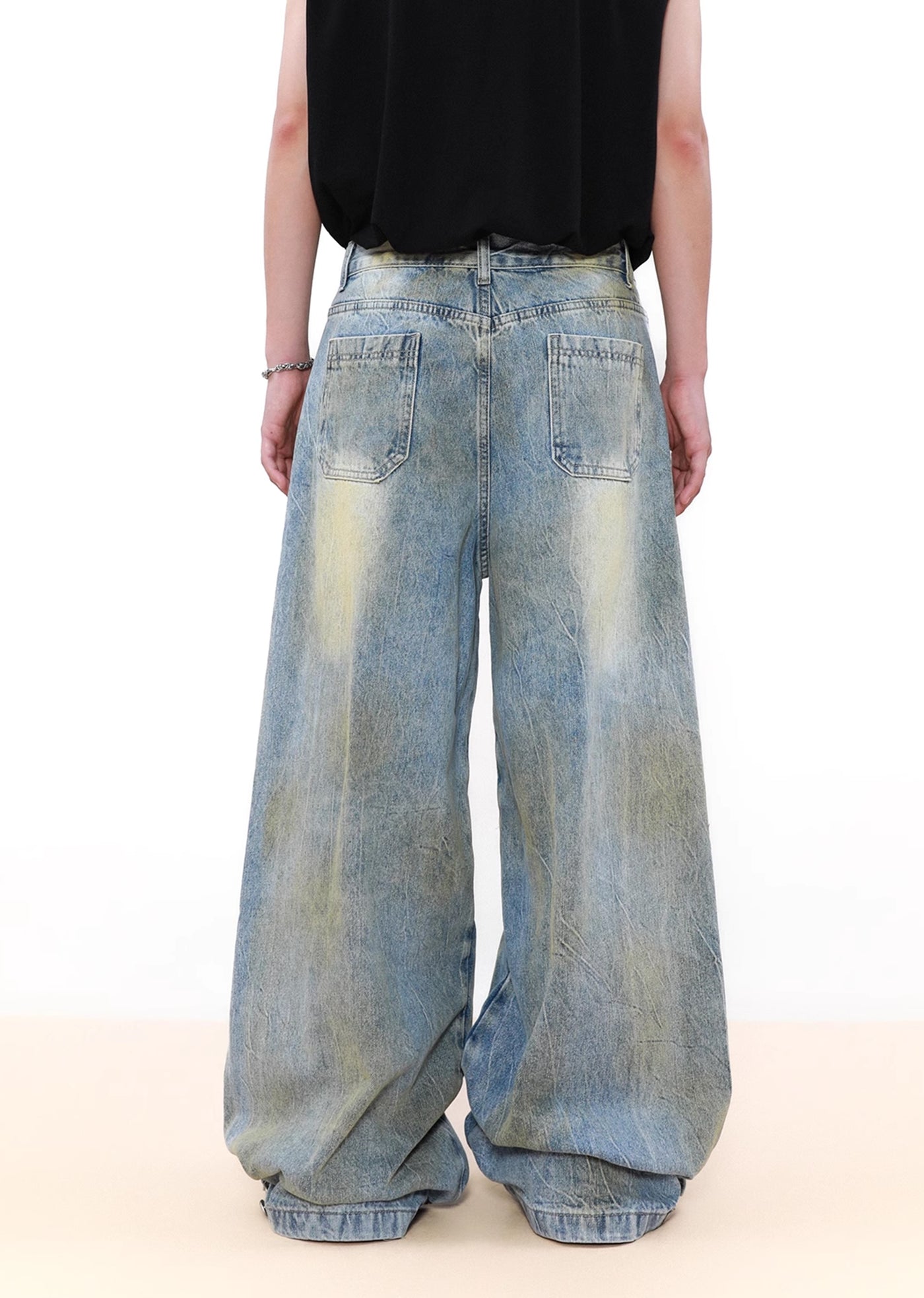 【MR nearly】Grunge wash super wide silhouette denim pants  MR0138