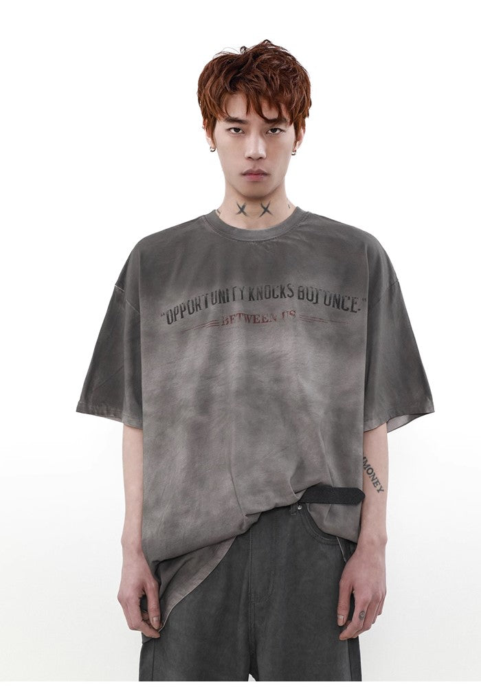 [MR nearly] Grunge wash gradient oversilhouette short sleeve T-shirt MR0093