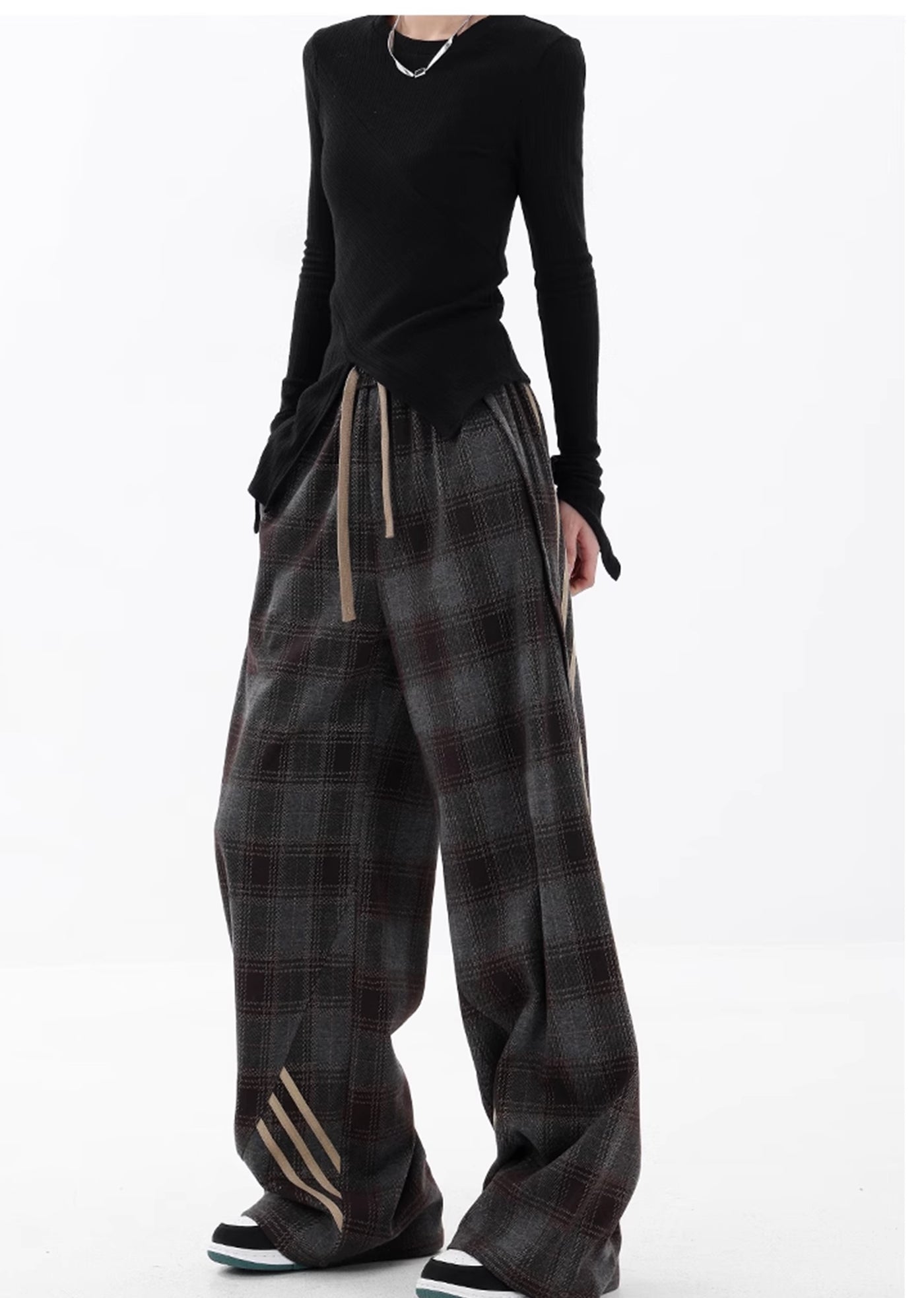 【Ken studio】Regular check pattern design dull wide pants  KS0016