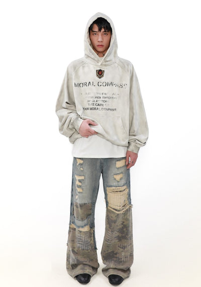 【MR nearly】Dull wash basic design front hoodie  MR0148