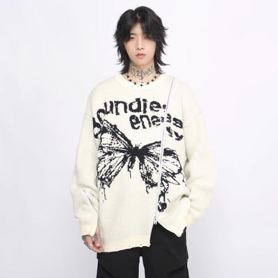 【Mz】One-point zip space-time distortion butterfly design knit  MZ0034