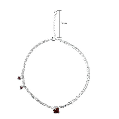 【DARKBOX】Red Accent Design Color Jewelry Silver Necklace  DB0026