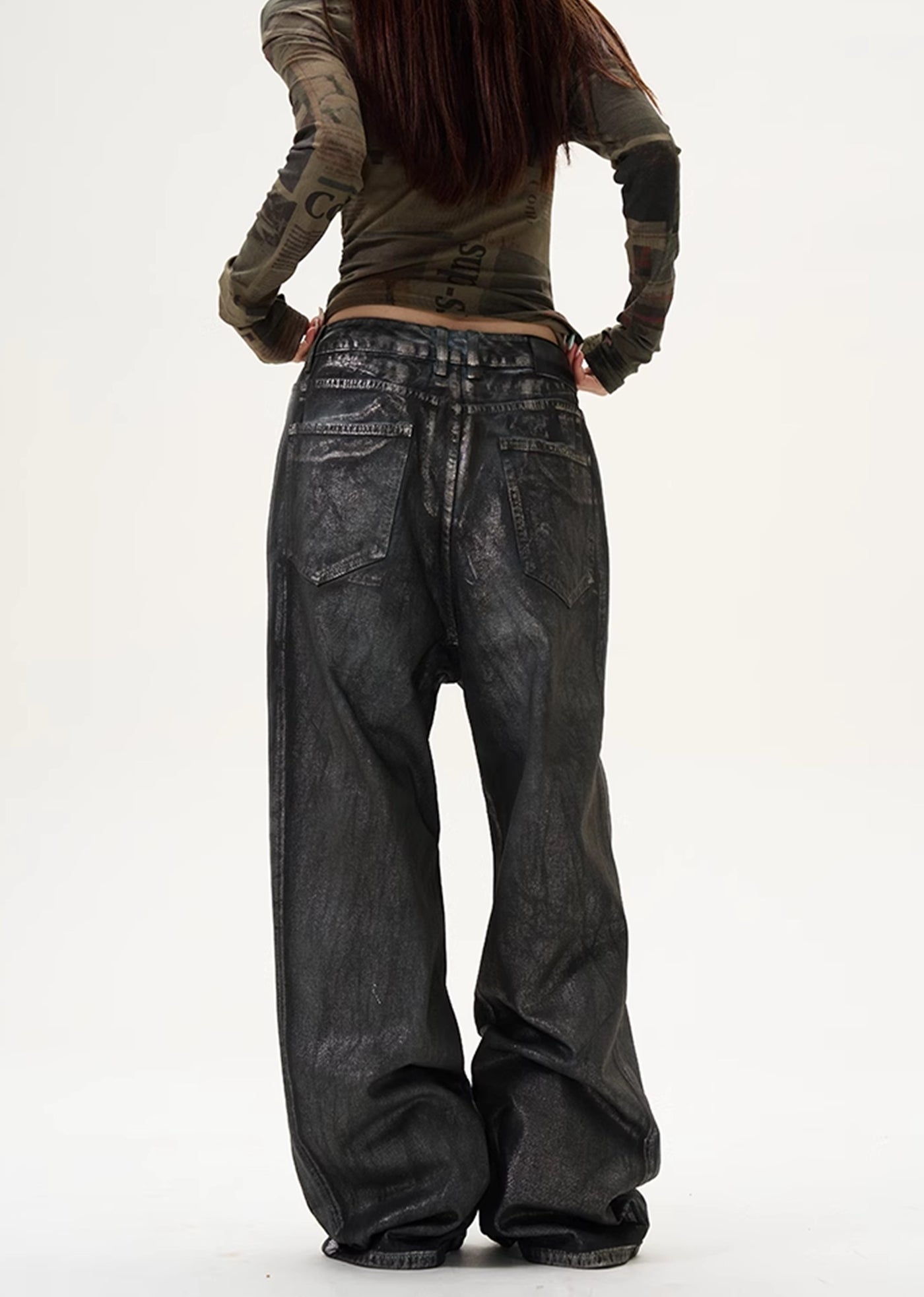 【9/9新作】Vintage Dirt Color Wide Straight Silhouette Denim Pants  HL3089