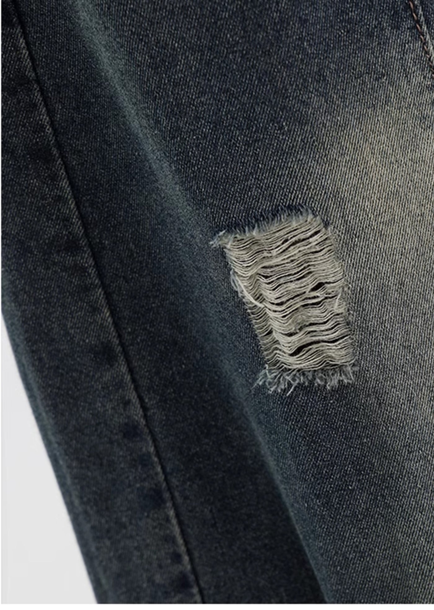【Ken studio】Suspender design blue washed denim pants  KS0007