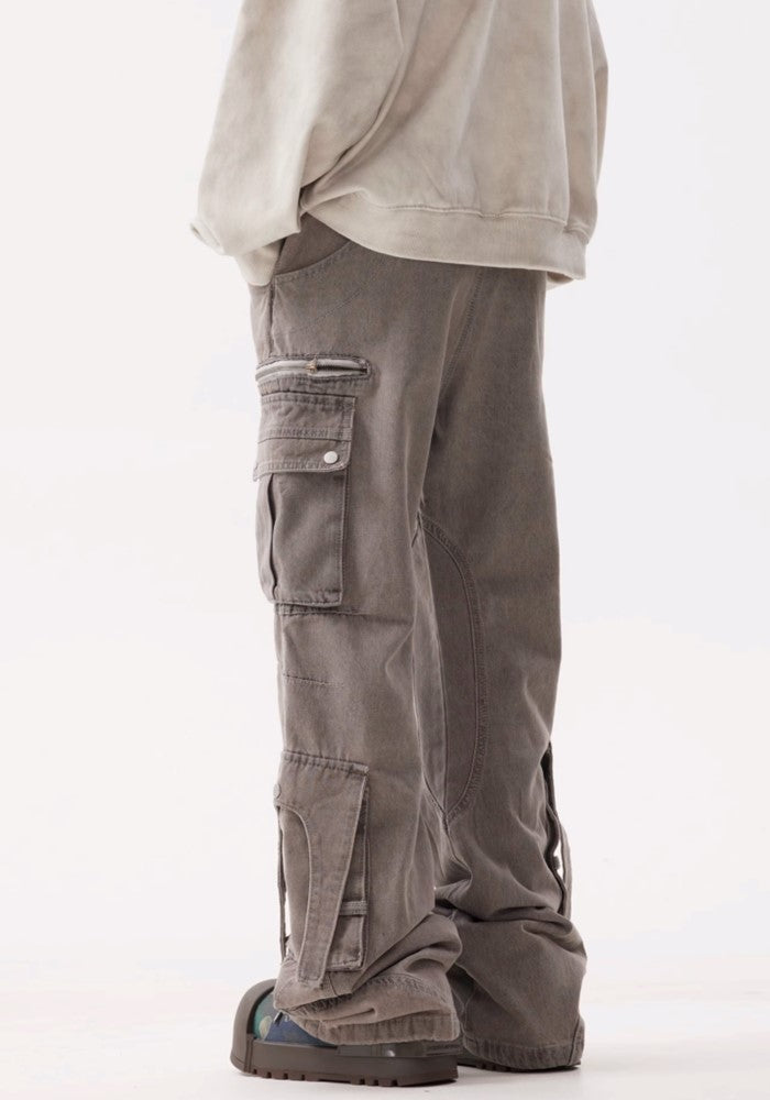 【BTSG】Side gimmick pocket design vintage style street denim cargo pants  BS0052