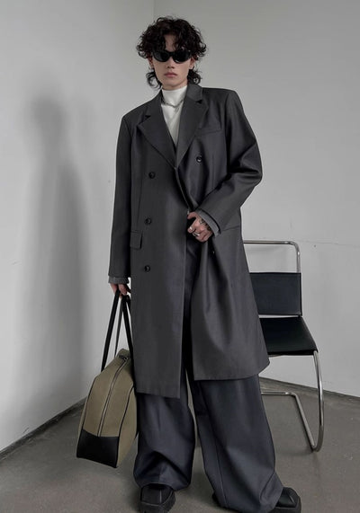 【SOULWORKER】Wide loose silhouette basic color natural coat  SW0041