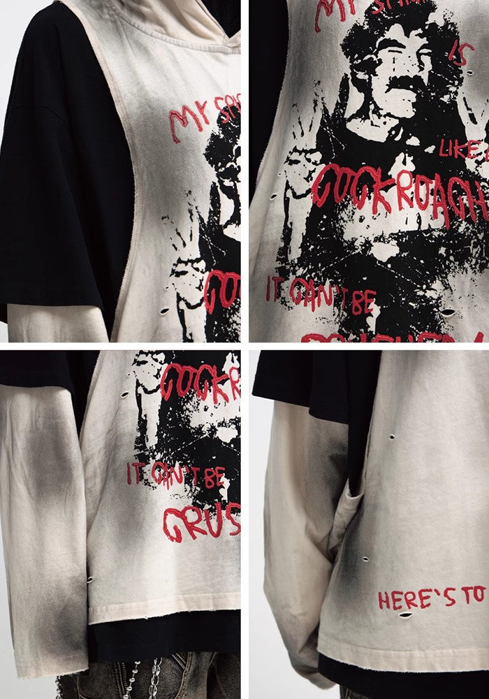 【People Style】Grunge front design street over gimmick hoodie  PS0045