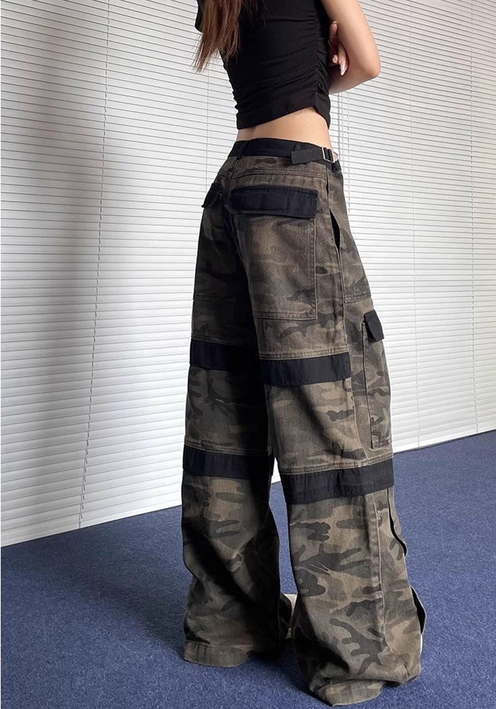 【Apocket】Multi-line design camouflage wide style pants  AK0031