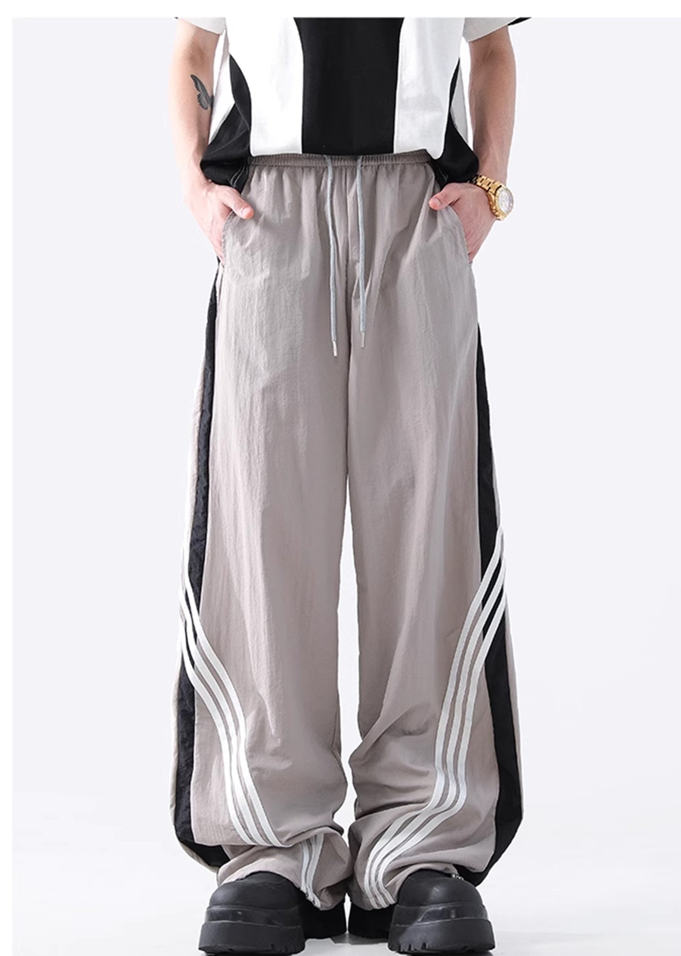 【ACRARDIC】Monotone sporty casual wide natural pants  AI0019