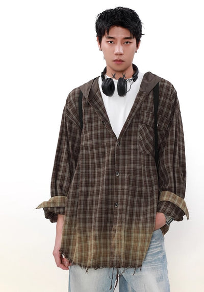 【MR nearly】Regular check design gradient color long sleeve shirt  MR0126