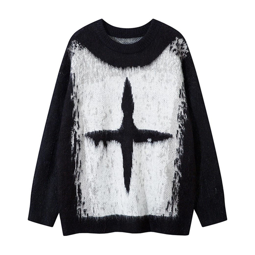 【NIHAOHAO】Front cross design double color basic knit sweater  NH0175