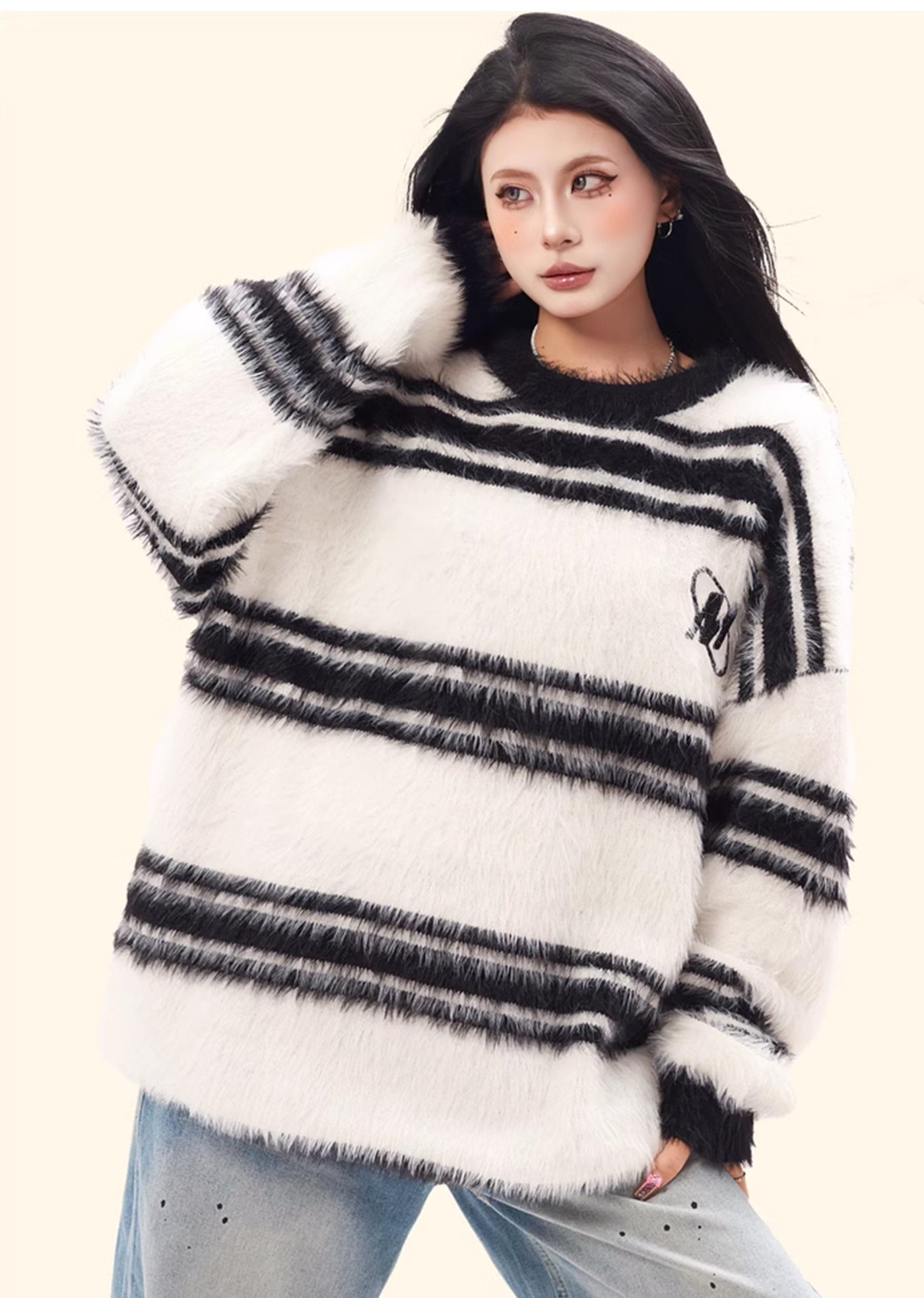 【NOONOZ】Basic line border design color knit sweater  NN0008