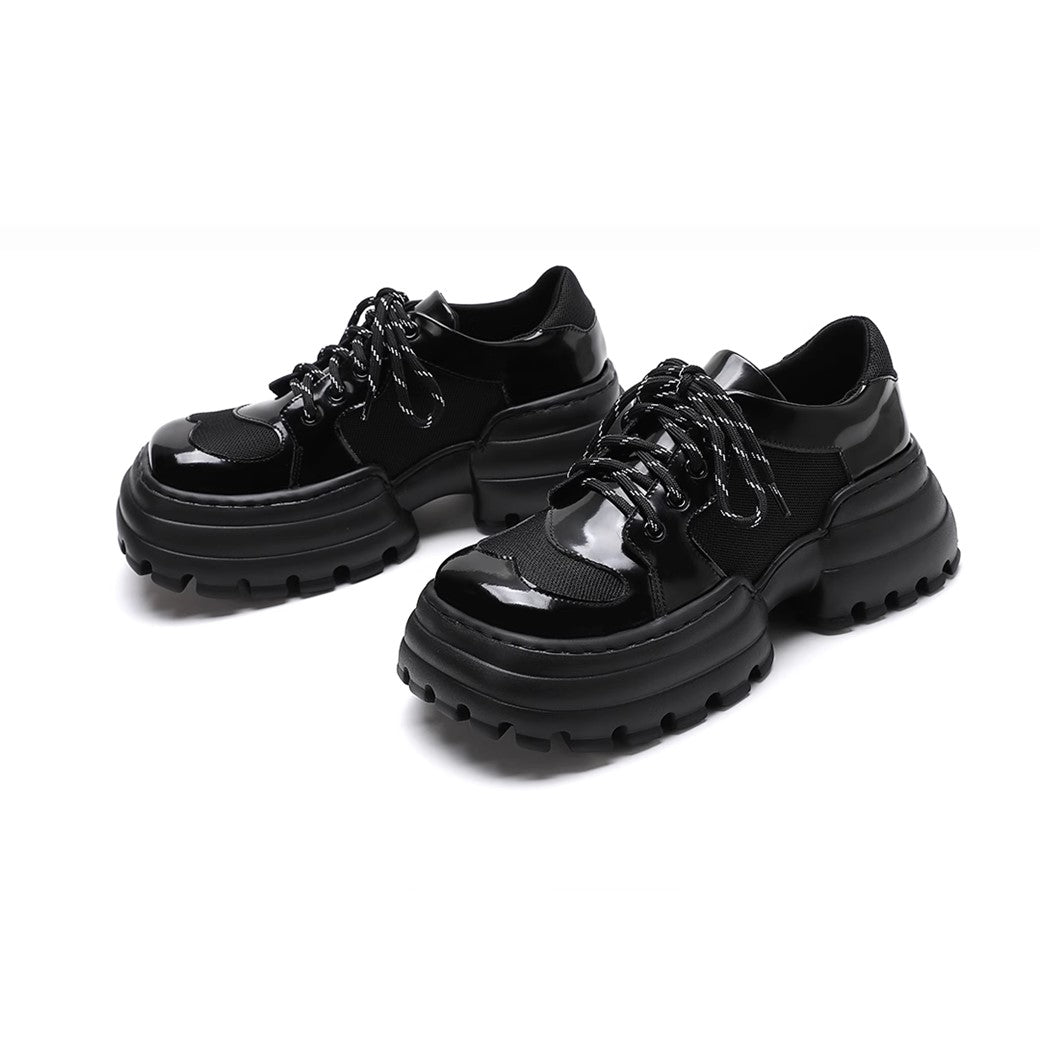 【9/9新作】Thick sole design silhouette glossy monotone color sneakers  HL3084