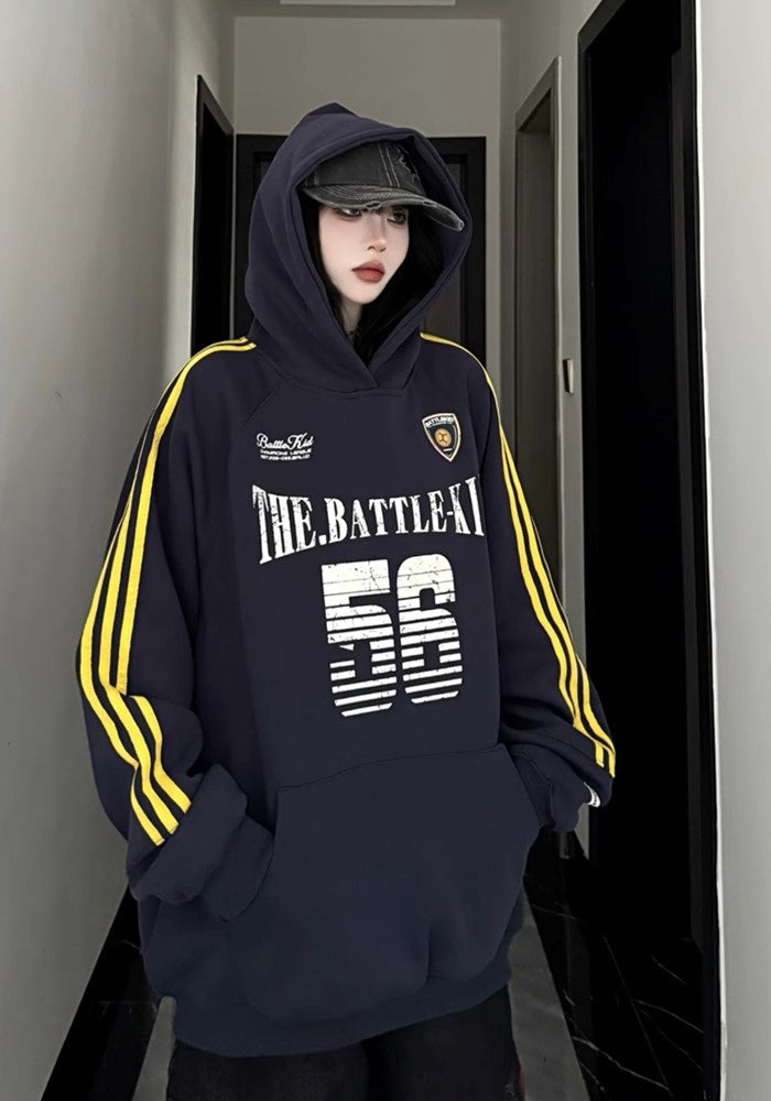 【W3】Front number initial design sporty style hoodie  WO0088