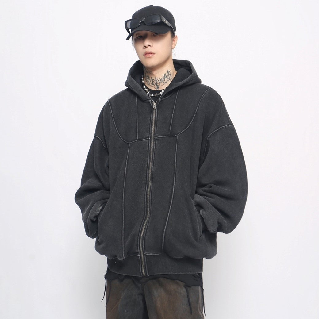 【Mz】Basic dull color balance design full zip hoodie  MZ0045