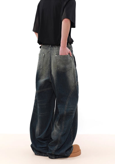 【MR nearly】Fully grunge washed patchwork denim pants  MR0125