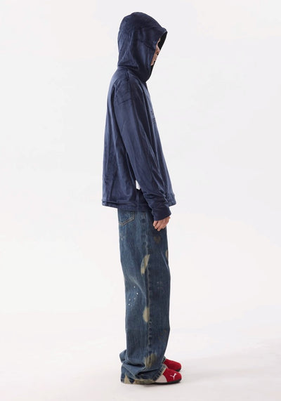 【BTSG】Point wash vintage processed wide straight denim pants  BS0051