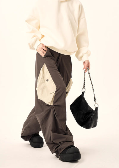 【H GANG X】Double color nylon over wide silhouette casual pants  HX0079