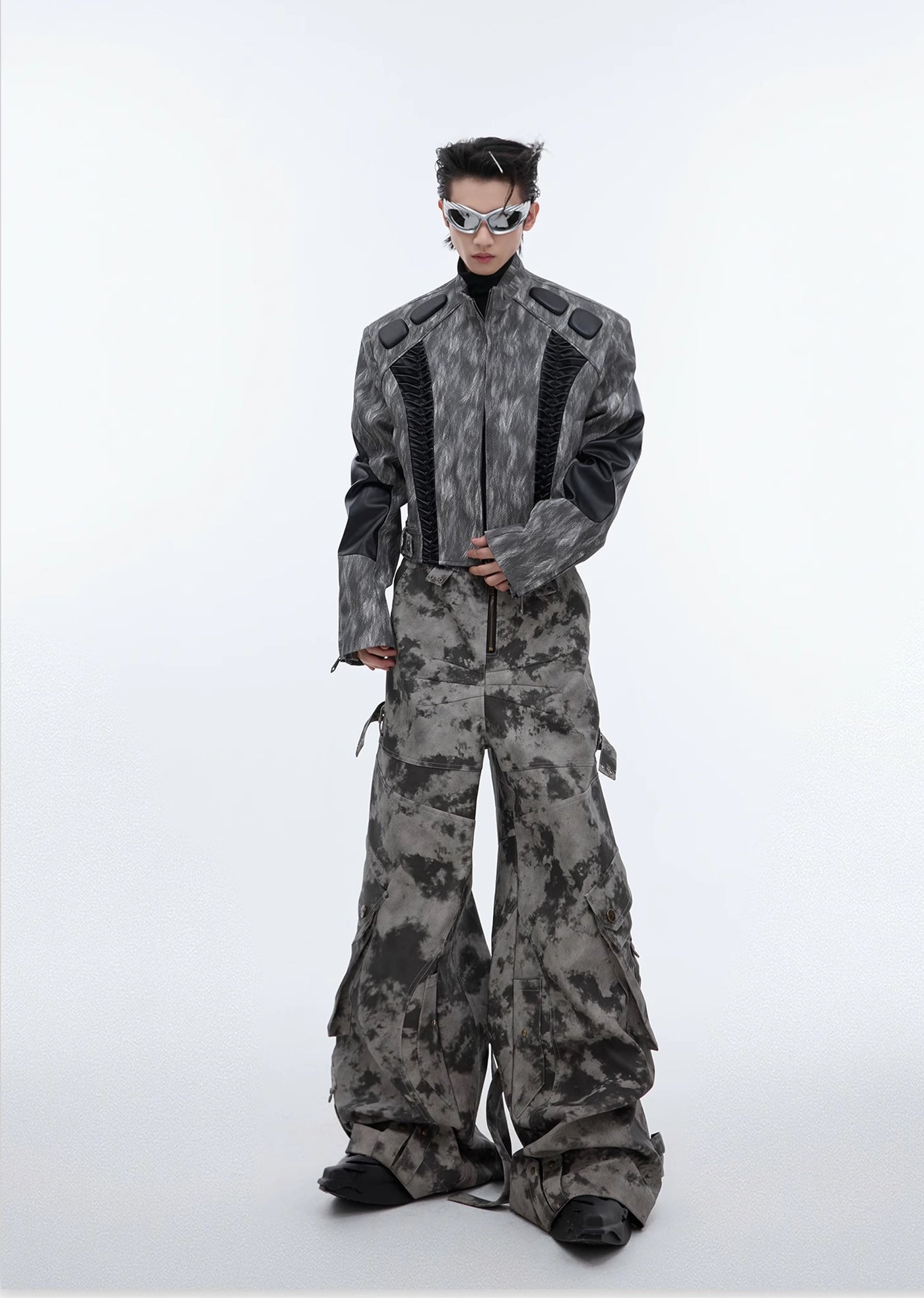 【Culture E】Random camouflage silhouette design wide pants  CE0151