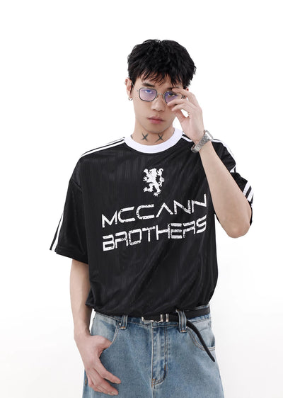 【MR nearly】Monotone sporty casual design short-sleeved T-shirt  MR0114