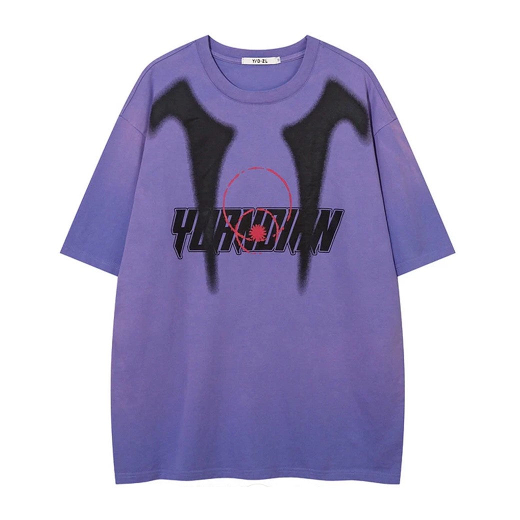 [NIHAOHAO] Washed double claw mark gaming style design short sleeve T-shirt NH0121