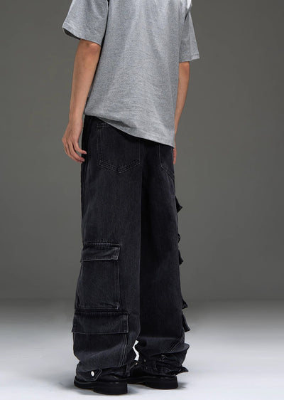 【MAXDSTR】Side line pocket silhouette dull black denim pants  MD0170