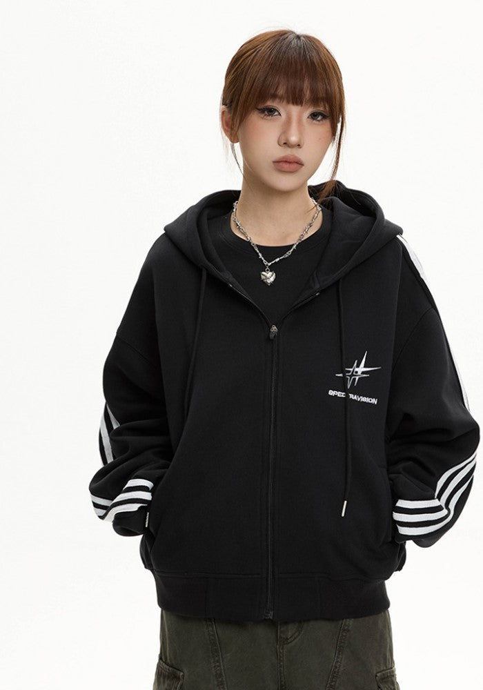 【Apocket】Y2K one point logo design full zip style hoodie  AK0042