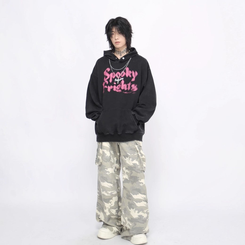 【Mz】Dull initial pinky design grunge hoodie  MZ0036