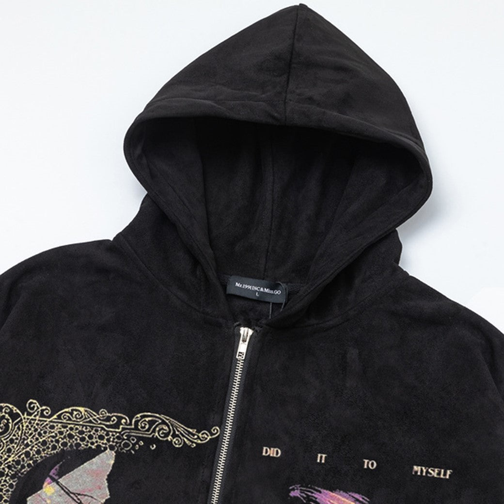 【NIHAOHAO】Dark Side Front Design Full Zip Hoodie  NH0181