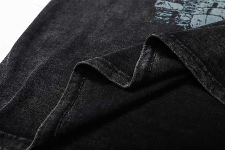 【VEG Dream】Dark print wash old cotton short sleeve T-shirt  VD0205
