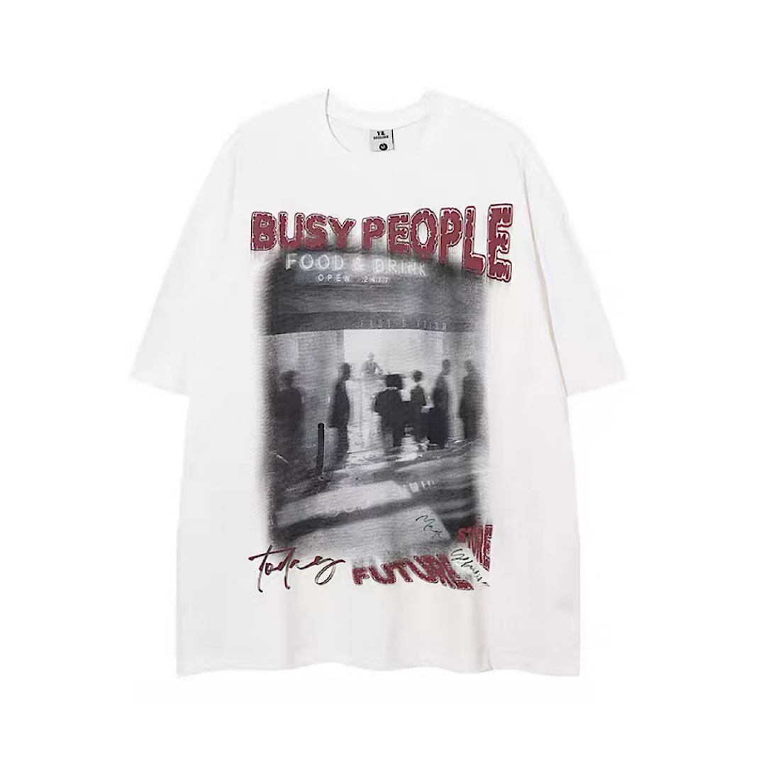 【NIHAOHAO】Grunge style depiction front design short sleeve T-shirt  NH0102