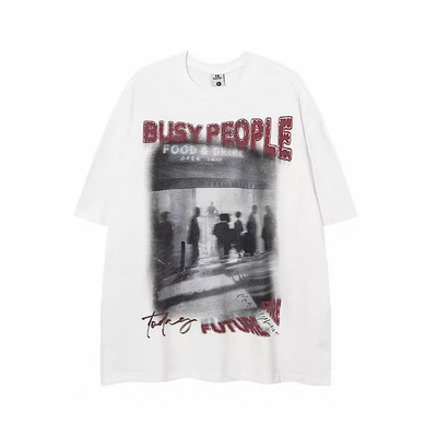 [NIHAOHAO] Grunge style depiction front design short sleeve T-shirt NH0102