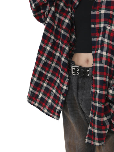 【GIBBYCNA】Grunge over check pattern natural style long sleeve shirt  GC0028